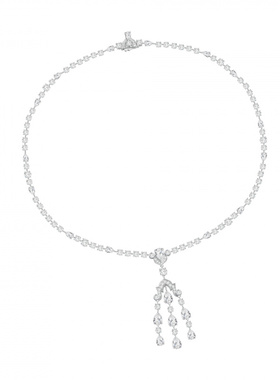 奢华满钻水滴流苏项链法式轻奢高