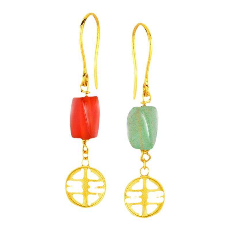 justgold镇金店中国寿黄金耳环