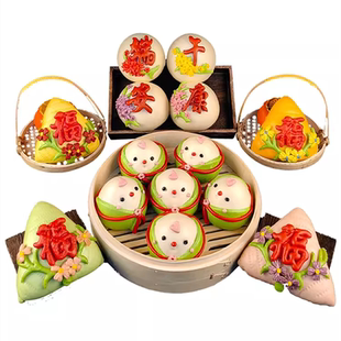 威海面食胶东花饽饽蒸粽子糕点花馍面棕子带馅糯米粽子端午节礼盒