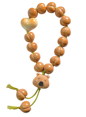 野生雕刻元宝爱心屁桃猴头手串可爱卡皮巴拉吊坠盘玩文玩佛珠手持