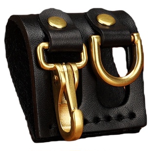 创意手工植鞣头层牛皮男士腰挂扣铜色挂扣汽车钥匙扣穿腰带外挂扣