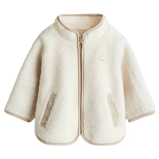HM童装女婴外套冬季立领摇粒绒泰迪绒保暖开衫夹克1239983