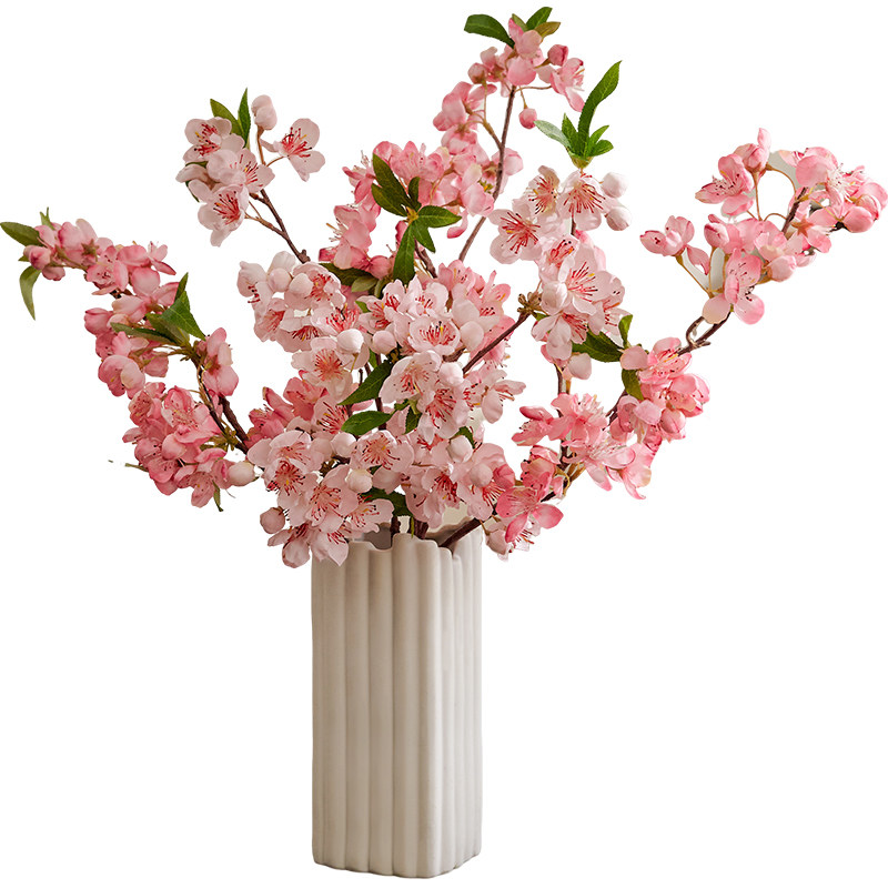 桃花仿真花粉色假花摆设客厅装饰干花摆件插花高级仿生花餐桌花艺