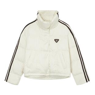 【清仓直降】飘蕾米白色羽绒服90白鸭绒冬季加厚保暖宽松舒适条纹