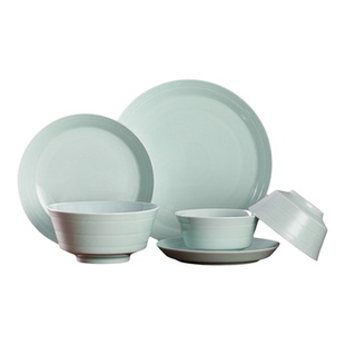 景德镇影青高温瓷碗盘家用釉下彩陶瓷饭碗面碗高颜值酒店饭店餐盘