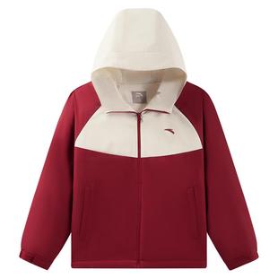 安踏儿童外套女童摇粒绒运动上衣2026冬装保暖大童防水加绒厚外套