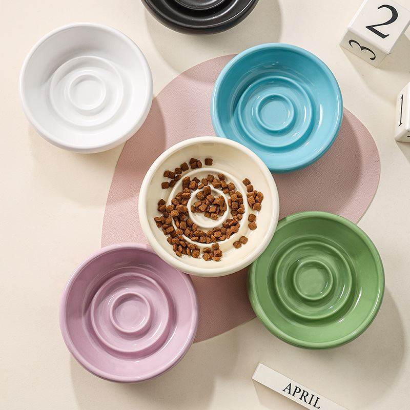 猫碗陶瓷猫食盆喝水护碗碗颈不易碗饭碗猫咪打翻碗狗狗粮宠物一体