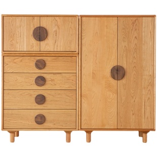 全实木儿童衣柜男女孩小衣橱卧室储物收纳柜樱桃木组合环保儿童房