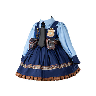 sesameclub女童冬装朱迪兔子警官儿童cos衣服生日连衣裙加绒裙子