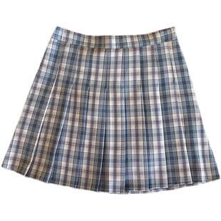 JK格子百褶裙a字短裙春夏包臀半身裙大码胖mm学院风褶皱bm风裙子