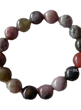 天然圆珠手串特价女款单圈七彩石