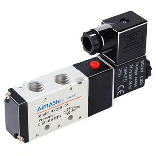 气动电磁阀4V210一08 4V310-10 4V410-15 二位五通换向阀气阀24V