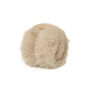 白色兔毛感大号长毛绒骑车保暖折叠耳捂防冻护耳冬季耳罩女耳套包