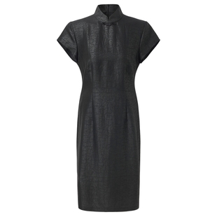 【非遗香云纱】歌莉娅真丝连衣裙女夏季高端桑蚕丝新中式国风旗袍