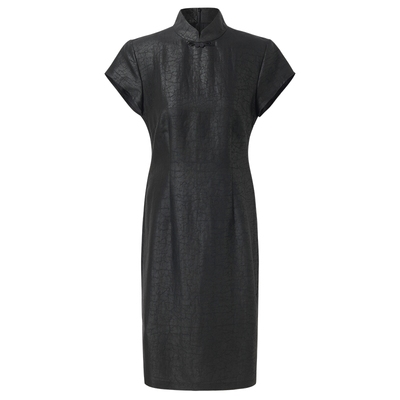 歌莉娅香云纱国风旗袍真丝连衣裙