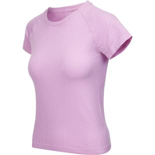 凡圣瑜伽上衣休闲运动一体织短袖女高弹显瘦无缝瑜伽服t恤F13309