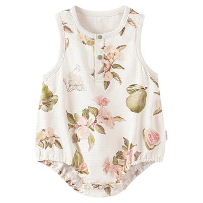 婴儿夏季薄款竹棉水果茶包哈衣