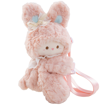 【小羊古力】可爱Rubitu兔子趴趴斜挎包毛绒玩偶双肩背包包lolita