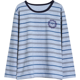 胖童男童秋衣单件中大儿童圆领打底衫胖男孩条纹长袖T恤春秋薄款