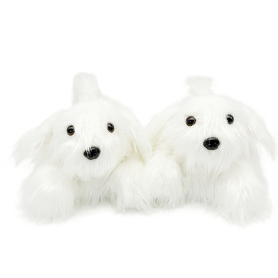 爆款Bichon Frise Slippers拖鞋仿真比熊犬拖鞋学生宿舍毛绒鞋