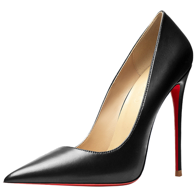 hltino裸色软皮尖头法式高跟鞋女