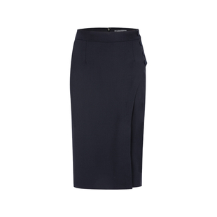 MARYLING玛俪琳秋季新品深蓝弧形线开叉直身半身裙A1DGW72060