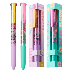 KACO SMILEYWORLD优写EASY三合一多功能笑脸联名高颜值花野花趣黑红中性笔按动自动铅笔0.5批改标注模块水笔