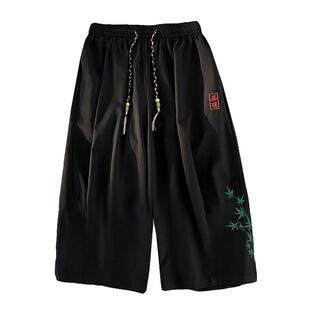 新中式七分裤男款夏季薄款宽松休闲运动7分裤子潮流大码过膝短裤