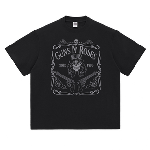 GNR热石俱乐部HotStone摇滚T恤GunsNRoses枪花乐队复古海报骷髅
