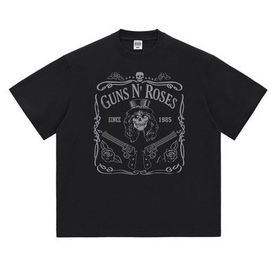 热石GNR枪花骷髅复古海报摇滚T恤