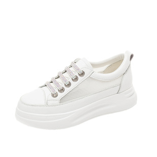 厚底小白鞋2025春夏网面透气配裙子休闲运动鞋子板鞋浅口女士白鞋