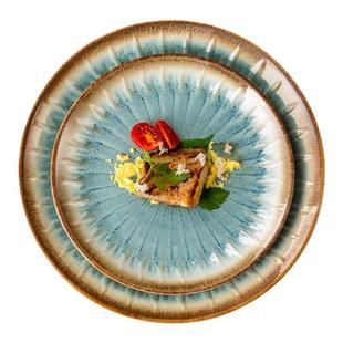 玉泉牛排餐盘圆盘陶瓷餐具西餐餐盘日式釉下彩家用菜盘中式盘子