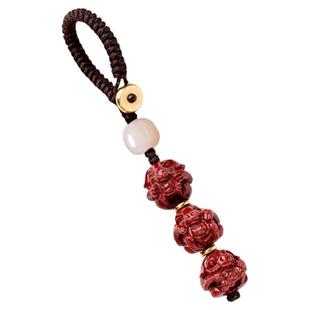 新款太岁红绳和田玉朱砂生肖三合六合车钥匙扣护身符男女包包挂饰