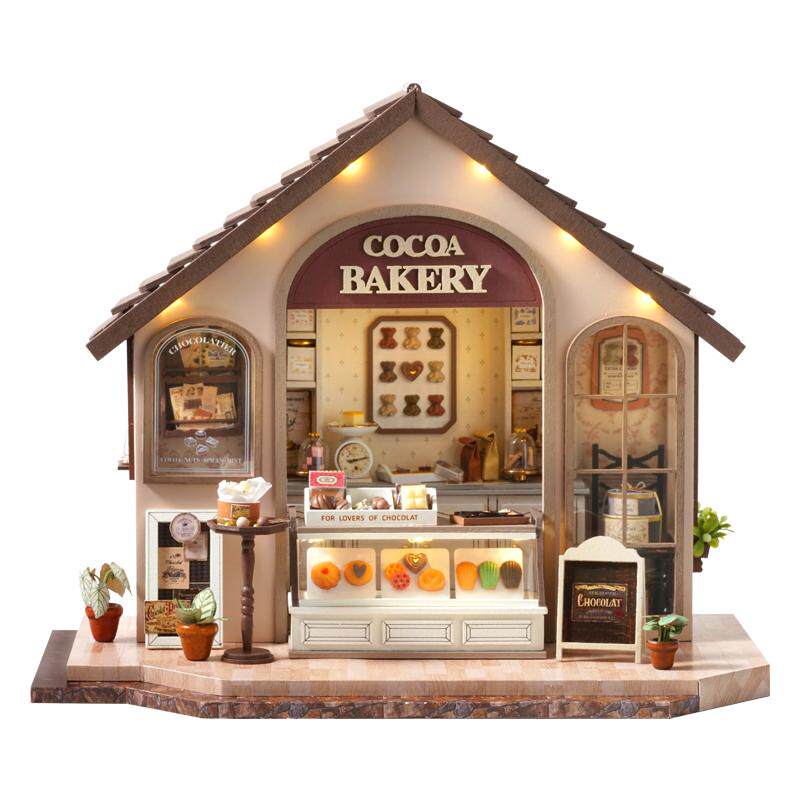 智趣屋diy小屋悠享烘焙坊庭院花园手工房子模型微缩场景生日礼物