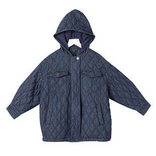 女童夹棉外套中长款2025秋冬季新款中大童潮酷卡通保暖初中生风衣