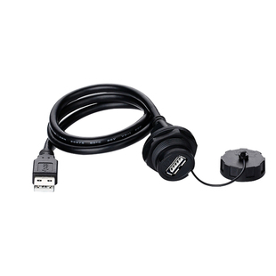 凌科航空插头防水连接器USB2.0插座母座工业USB延长线公母对接1米