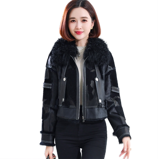 獭兔毛羊皮毛一体外套女2025冬新正品奢华减龄羔羊毛领真皮草大衣