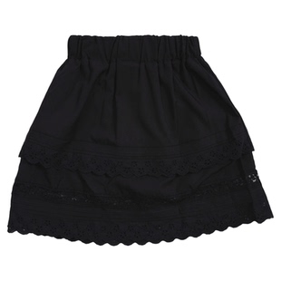memoryin童装短裙两个小朋友纯色甜美双层拼接蕾丝边半身裙