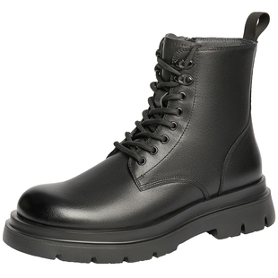 百丽男鞋加绒靴子男冬季新款棉鞋切尔西工装靴马丁靴男款A1675DD4