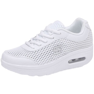 中国梦之队跳舞鞋2025夏季厚底增高摇摇鞋女士透气网面跳操运动鞋