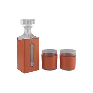 现代轻奢皮革玻璃醒酒器酒具套装摆件客厅酒店酒柜餐边柜家居饰品