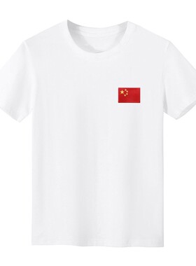 男女童儿童圆领国旗刺绣短袖T恤