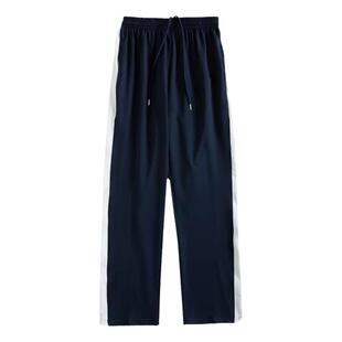 校裤一条杠宽白边加绒初高中学生运动校裤加厚藏青色小学校服裤子