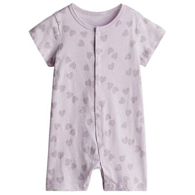 HM童装女婴家居服春季印花圆领短袖短裤连体睡衣1283148