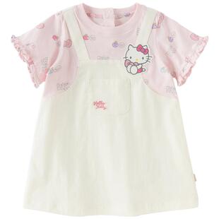 Hello Kitty联名戴维贝拉女童假两件连衣裙宝宝裙子儿童衣服夏季