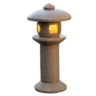 日式庭院仿石宫灯落地石灯中式复古装饰户外花园仿古太阳能灯摆件