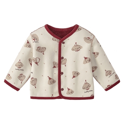 [抑菌远红外]儿童外套秋冬女童毛绒开衫红色男童冬装宝宝两面可穿