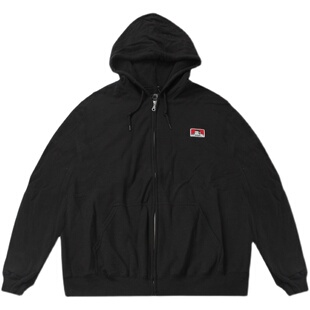 Ben Davis 美版大猩猩LOGO印花拉链帽衫女潮流黑色运动连帽卫衣男