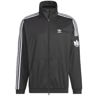 阿迪达斯三叶草男女外套宽松复古三条纹立领休闲运动服夹克JL8396