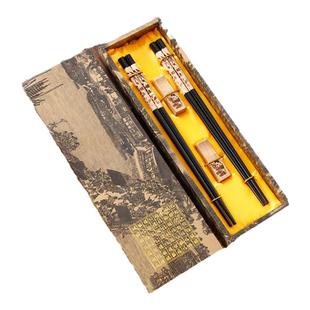 四川熊猫红木复古筷子筷托礼盒套装餐具老外礼品中国风北京纪念品